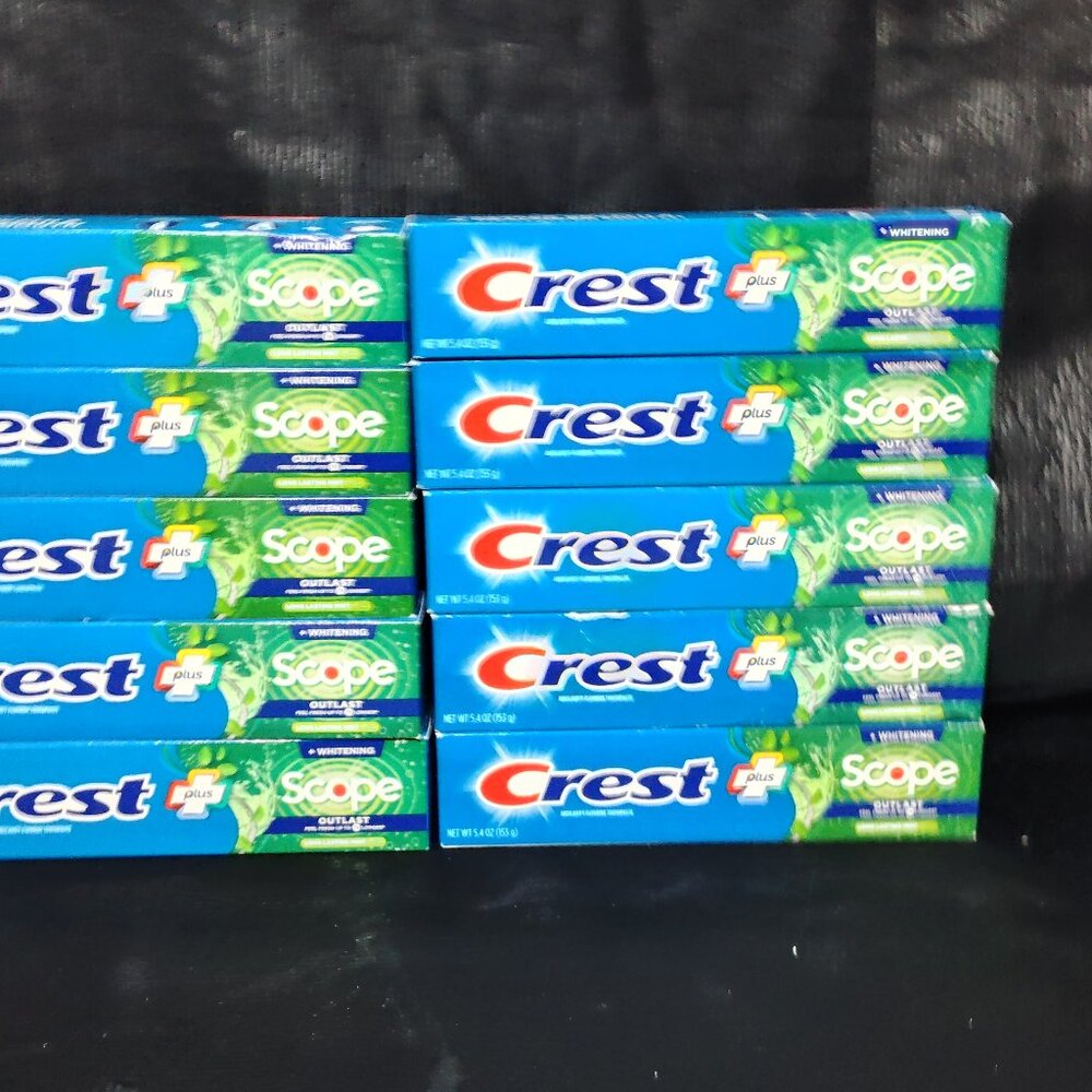 10 Crest + Scope Outlast Complete Whitening Toothpaste, Mint - 5.4 oz Exp. 27/28